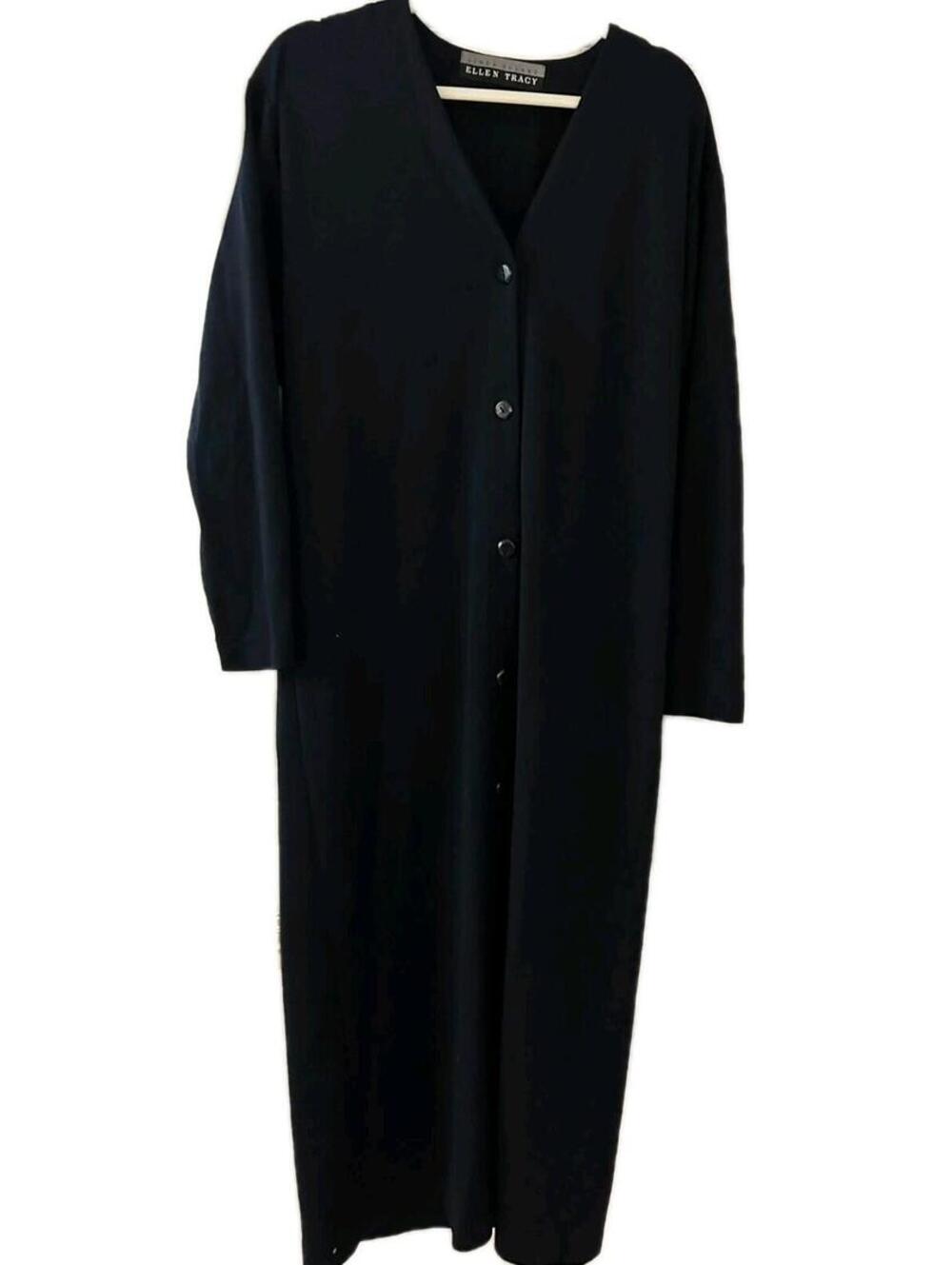 Linda Allard Ellen Tracy Long Wool Blend Black Dress Business Casl Women’s Sz 12